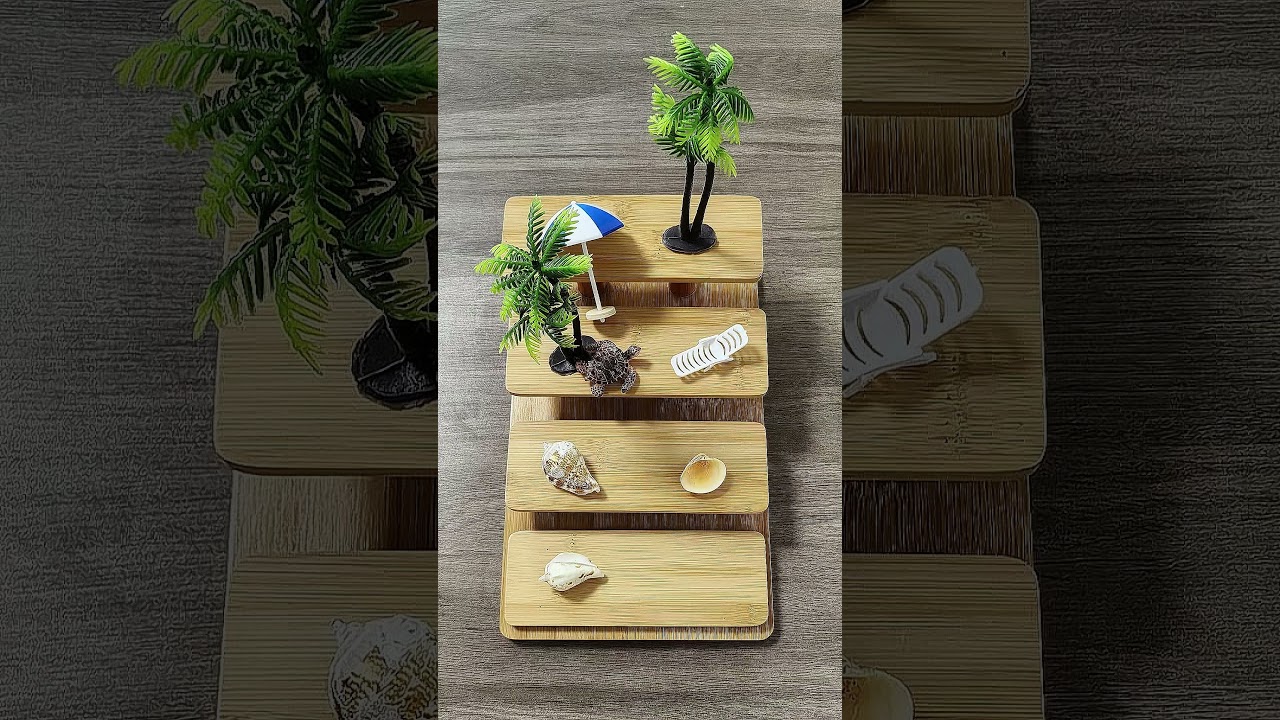 Wood Display Stand, Display Riser Shelf, Stair Step Display Rack 