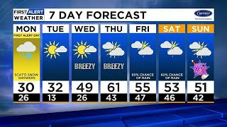 First Alert: Snow Likely Overnight With Scattered Snow Into Monday