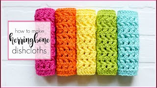 Simple Crochet Dishcloth, Herringbone Pattern