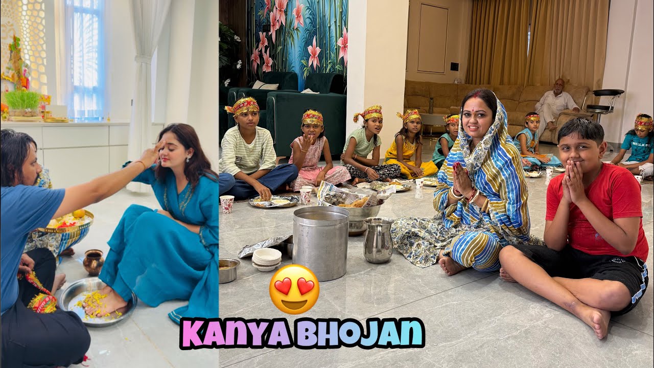 New House Mai Puri Family Ke Sath Mai Kanya Poojan & Bhojan Karwaya