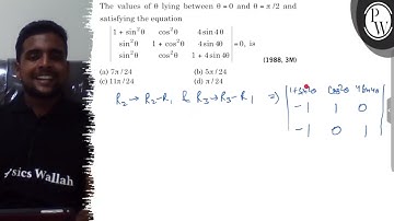 The values of θ lying between θ=0 and θ=π / 2 and satisfying the equation      |[   1+sin ^2θ    ...