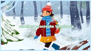 ❅ snowy walk through the woods / procreate timelapse ❅