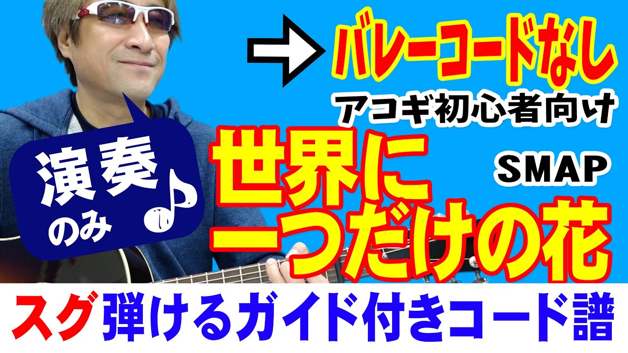 世界に一つだけの花 かんたん ギター 弾き方 (初心者向け コード 簡単) / SMAP / 【デモ演奏のみ】