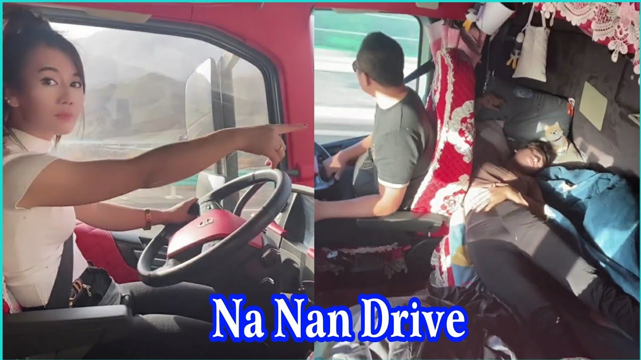 Счастливая пара. Красивая женщина-водитель грузовика VOLVO На Нан