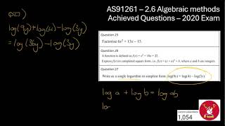 AS91261: 2.6 Algebraic Methods - 2020 - Achieved Questions