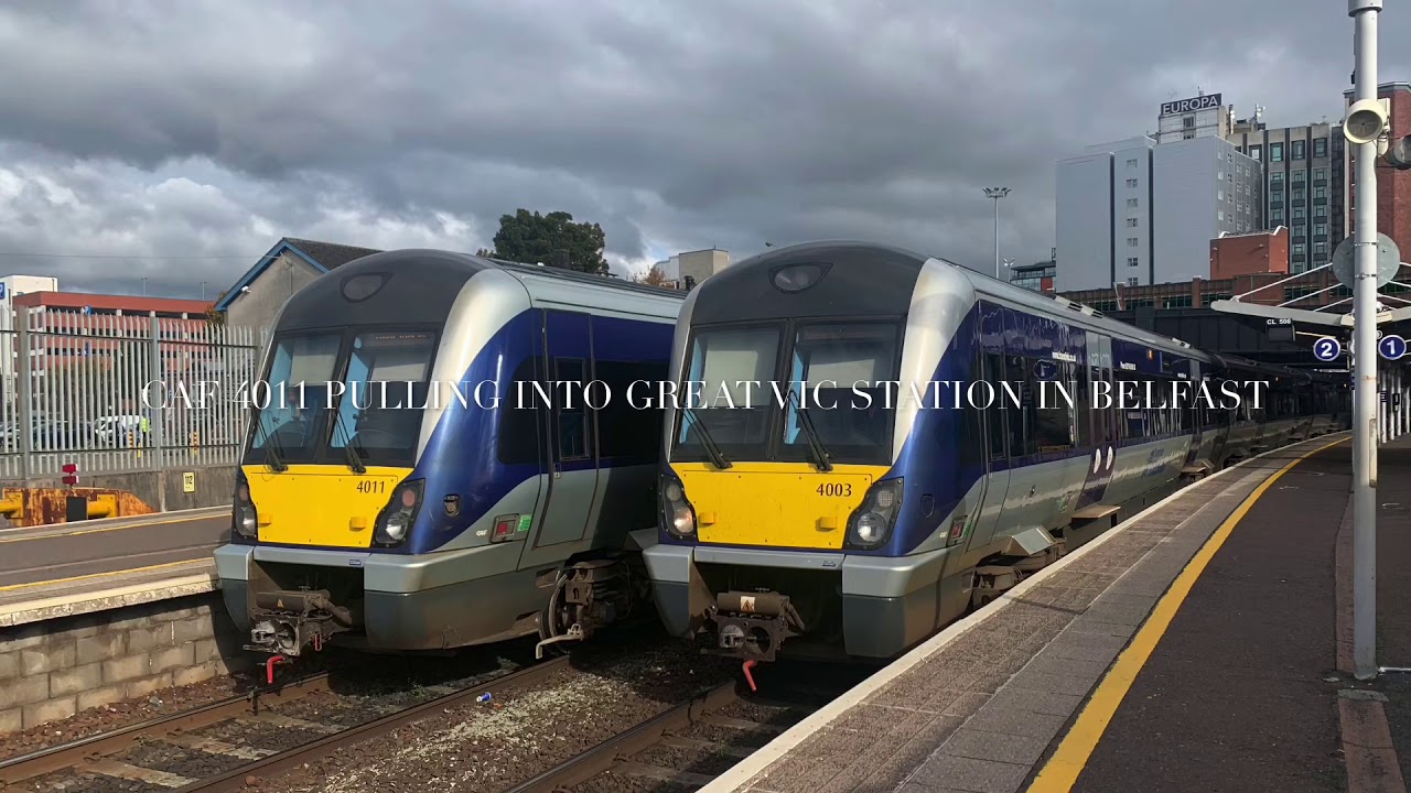 NIRAILWAYS 4011 PULLING INTO GREAT VICTORIA STREET STATION IN BELFAST