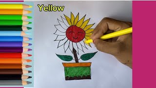 Sunflower Drawing// How to draw Sunflower step by step // Easy Sunflower Drawing Resimi