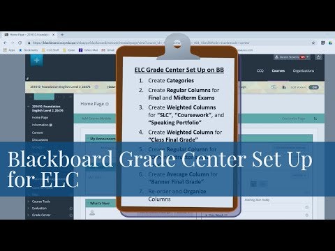 Blackboard Grade Center Set Up for ELC