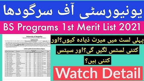 UOS BS Programs First Merit List 2021|UOS Merit List 2021|Students News