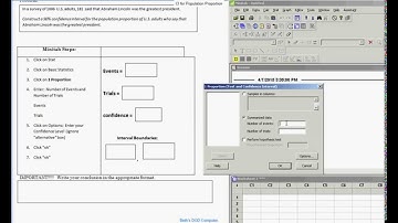Confidence Interval for population proportion using Minitab