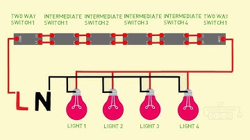 intermediate switch and two way switch multiple light connection