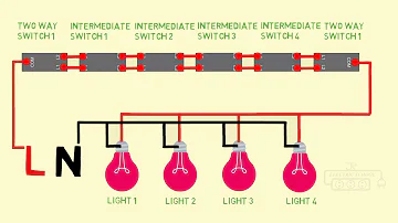 intermediate switch and two way switch multiple light connection