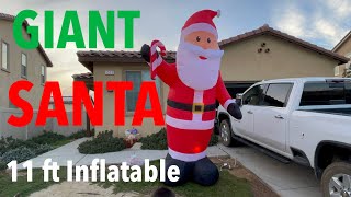 GIANT SANTA CLAUS 11 foot TALL INFLATABLE LED Christmas Decoration 2021  Unboxing  Set Up  Review