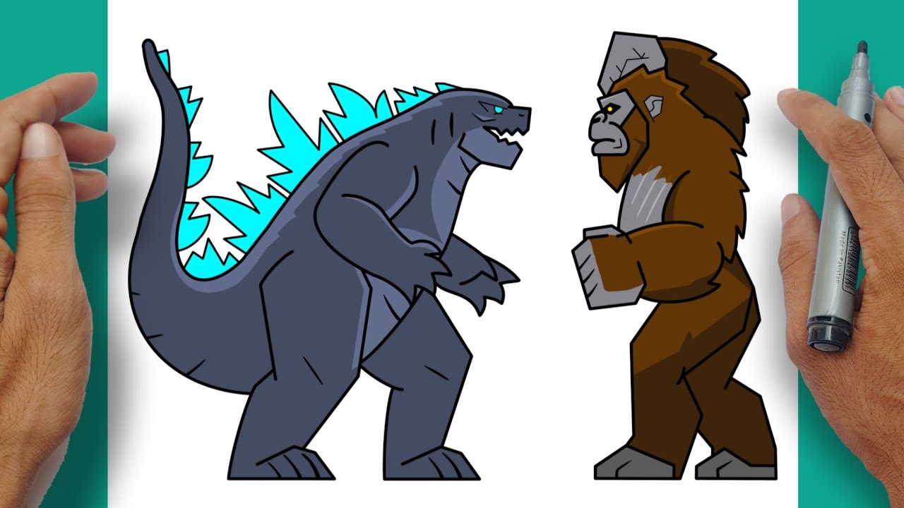How to Draw GODZILLA Vs KONG Easy Step-by-step | Godzilla x Kong - YouTube