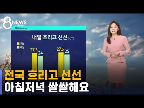[날씨] 전국 흐리고 선선…아침저녁 쌀쌀해요 / SBS