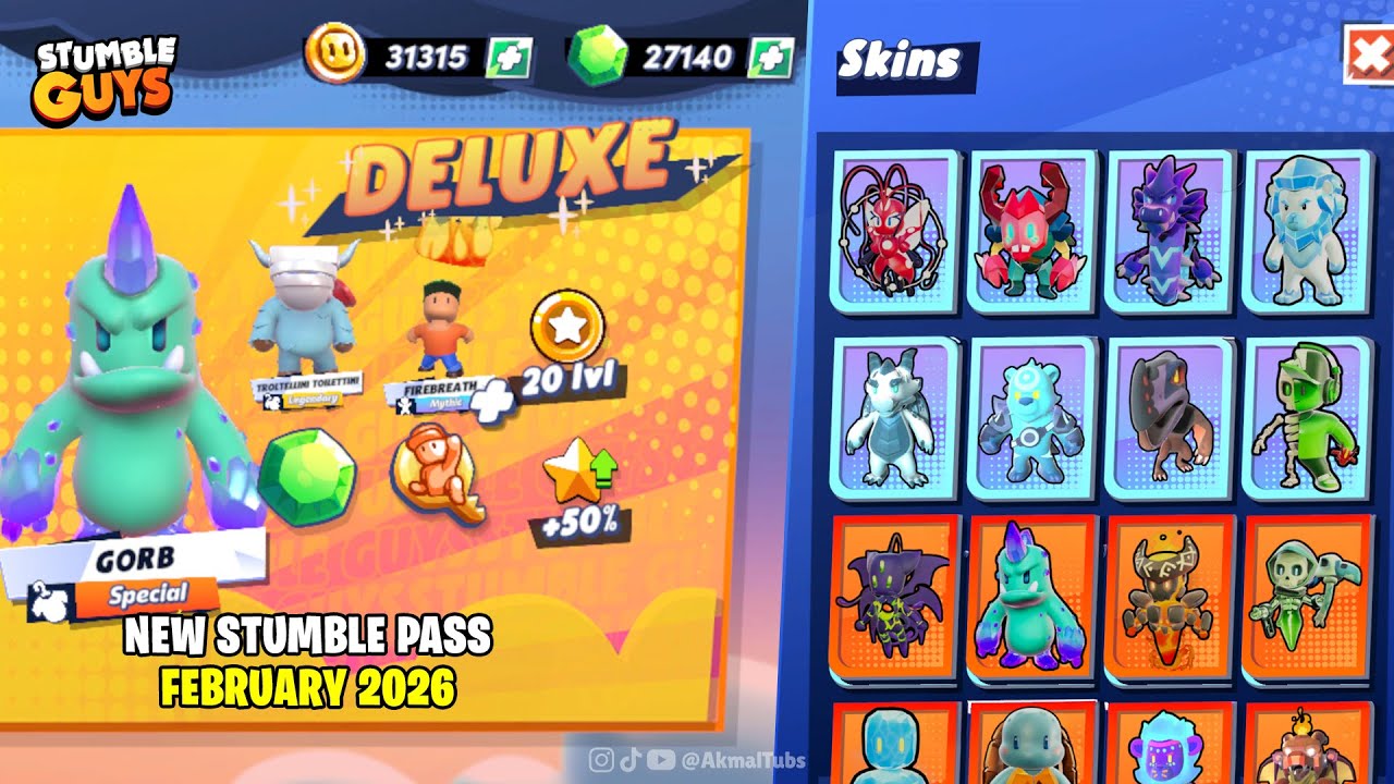 NEW STUMBLE PASS FEBRUARY 2026 MONSTER RISING STUMBLE GUYS 