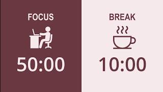 2 HOUR POMODORO TIMER 50/10 ⏳ Soft Brown Noise for Deep Work, Focus & ADHD screenshot 5