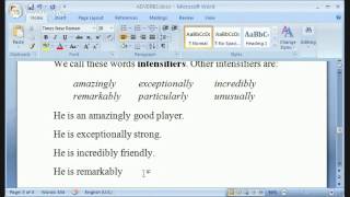 Adverbs as Intensifiers