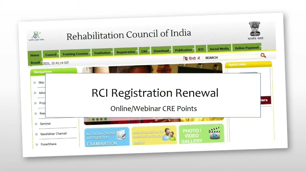 RCI registration Renewal- Online/Webinar