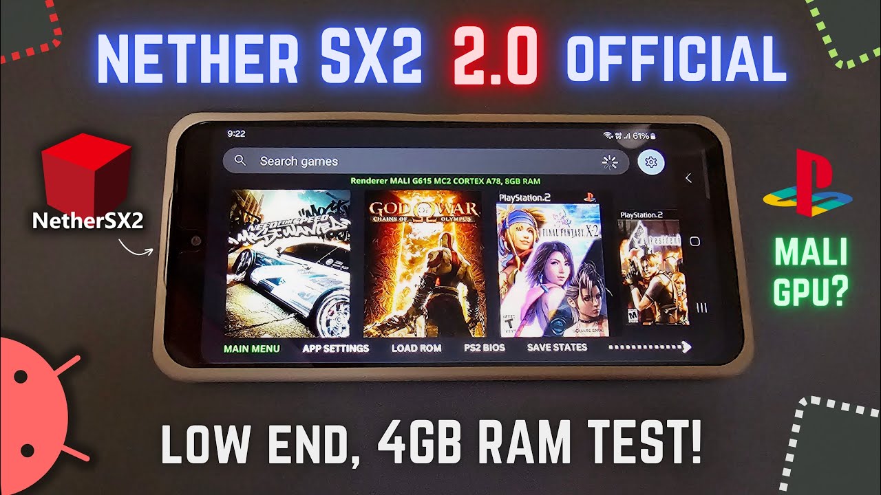 NetherSX2 v2.0 PS2 Emulator on Low-End Android Mali - 4GB RAM Test!