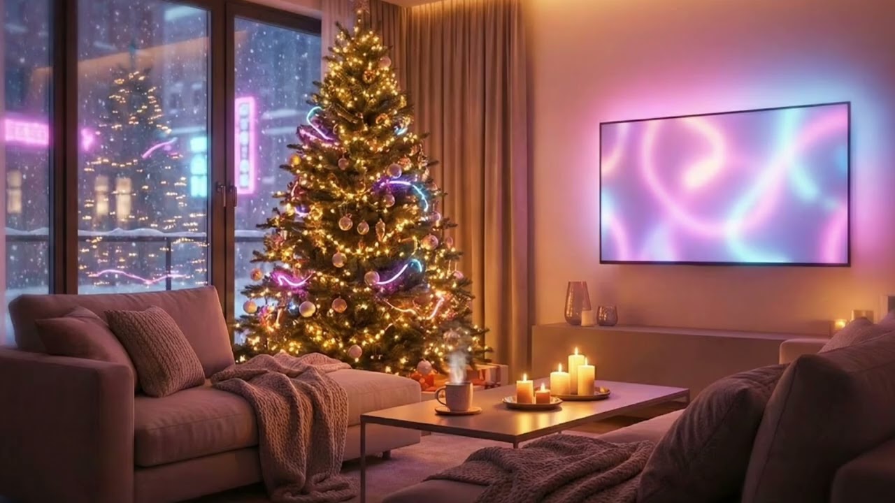 Neon Christmas Living Room 🎄✨ – cozy anime lofi ambience for focus & relax