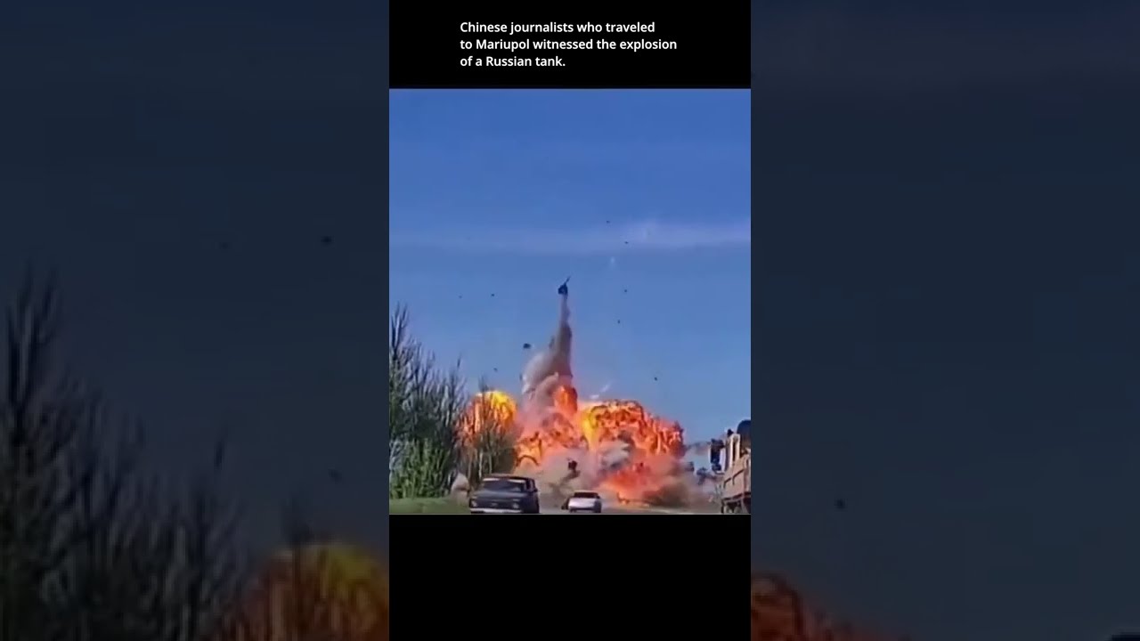 Chinese TV recorded the moment of the explosion of a Russian tank May 6, 2022