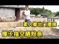 家人都出门摆摊，独留梅子在家带娃，百忙之中抽空晒粉条#梅子加油