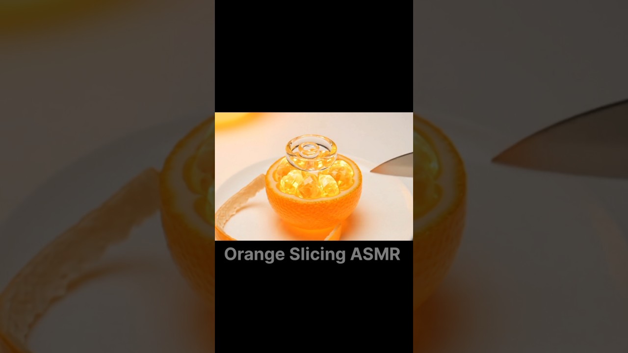 Crystal Orange Spiral ASMR | Rotating Knife Peel & Smooth Glass Cut | Visual Bliss 4K