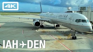 United Airlines First Class Boeing 757-300 Houston IAH to Denver DEN Flight Report 4K