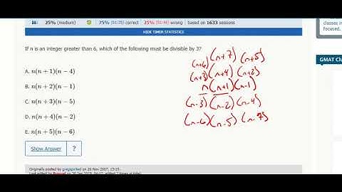 Div. 22- If n is an integer greater than 6, which of the following is divisible by 3?