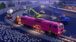 Ballast Tamper Powers Through Night Rail Renewal | 3D Railway Works