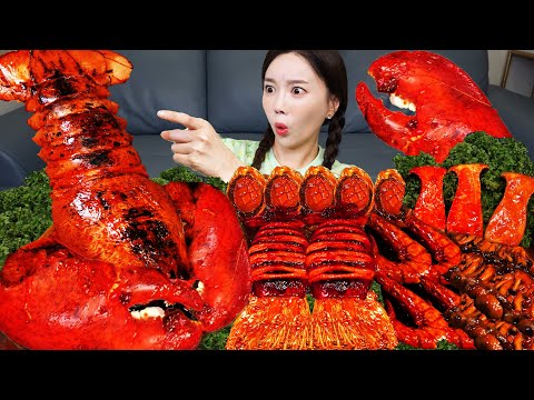 Mukbang ASMR SUPER Giant Lobster Spicy Seafood Boil Squid Enokimushrooms Abalone Recipe Ssoyoung