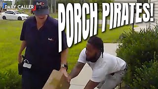 Porch Pirate Steals Package Right Out Of Deliver Driver's Hands