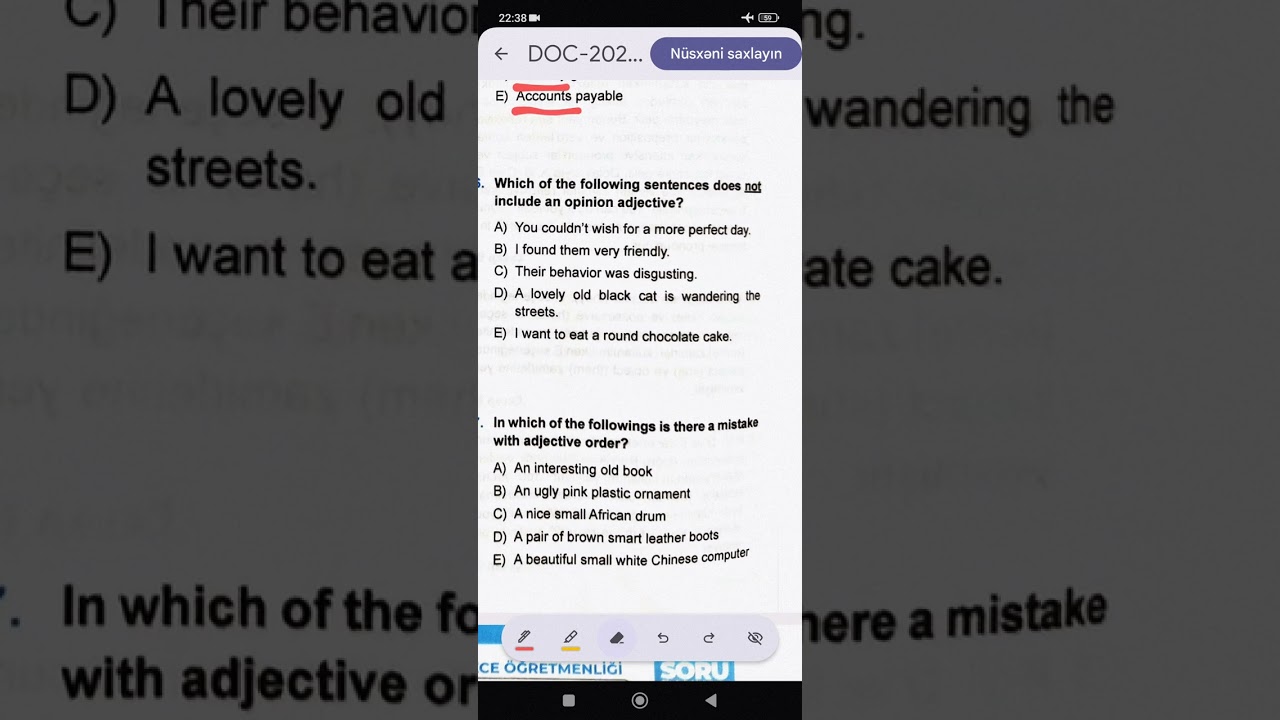 ÖABT Adjective testlərinin izahı