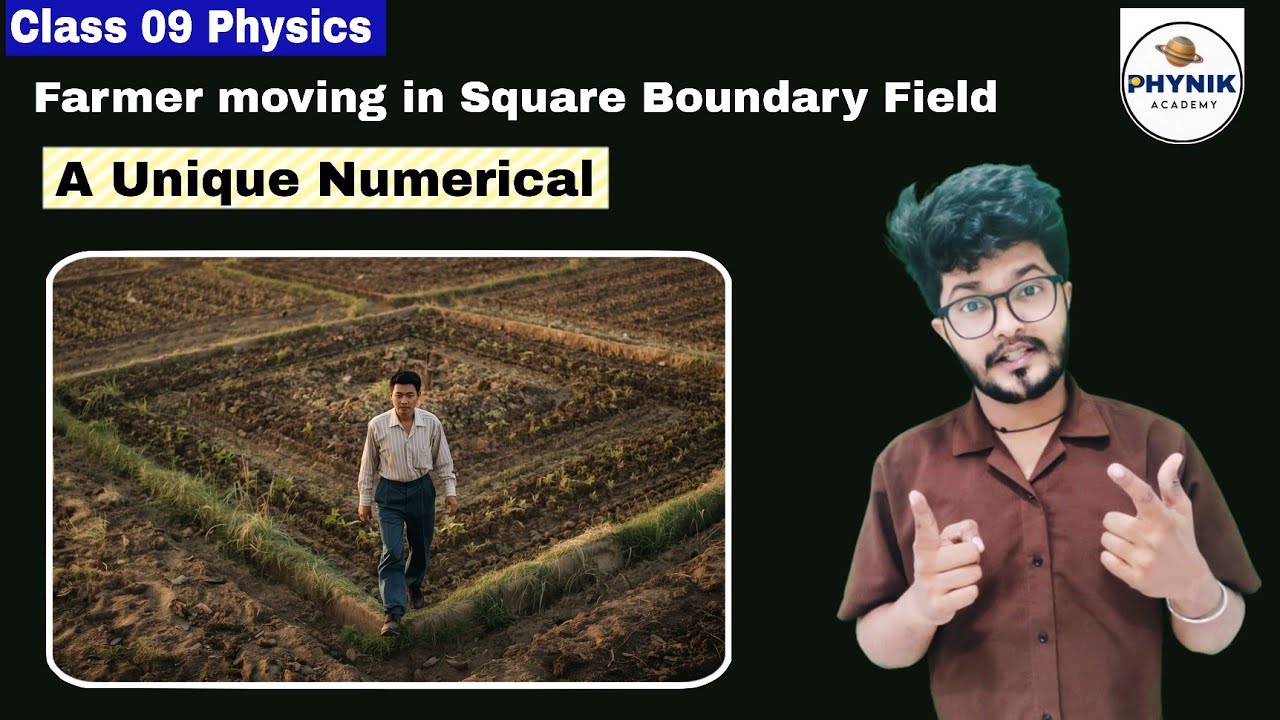 A farmer moves along boundary of square field side 10m in 40s. Find ...