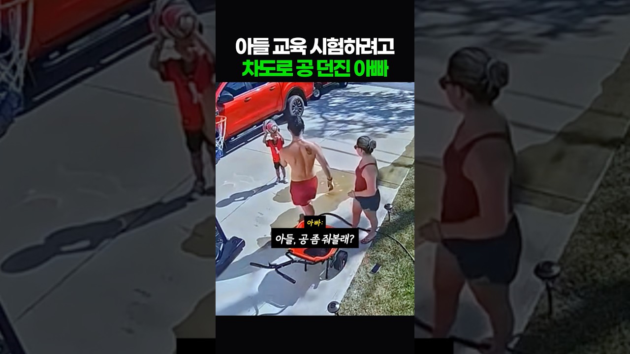 아들 교육 시험하려고 차도에 공 던진 아빠