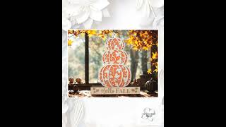 Halloween Pumpkin Decoration Fall Display Autumn Leaf Welcome Sign Farmhouse Decor Rustic Style H...