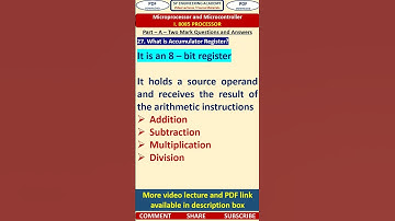 27MP   Microprocessor and Microcontroller   What is Accumulator Register