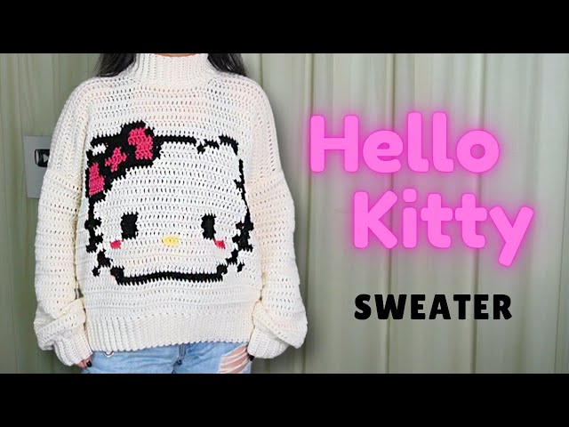 いちご ANGEL HELLO KITTY KNIT SHOULDER How to Crochet a Hello Kitty Sweater Tutorial - YouTube