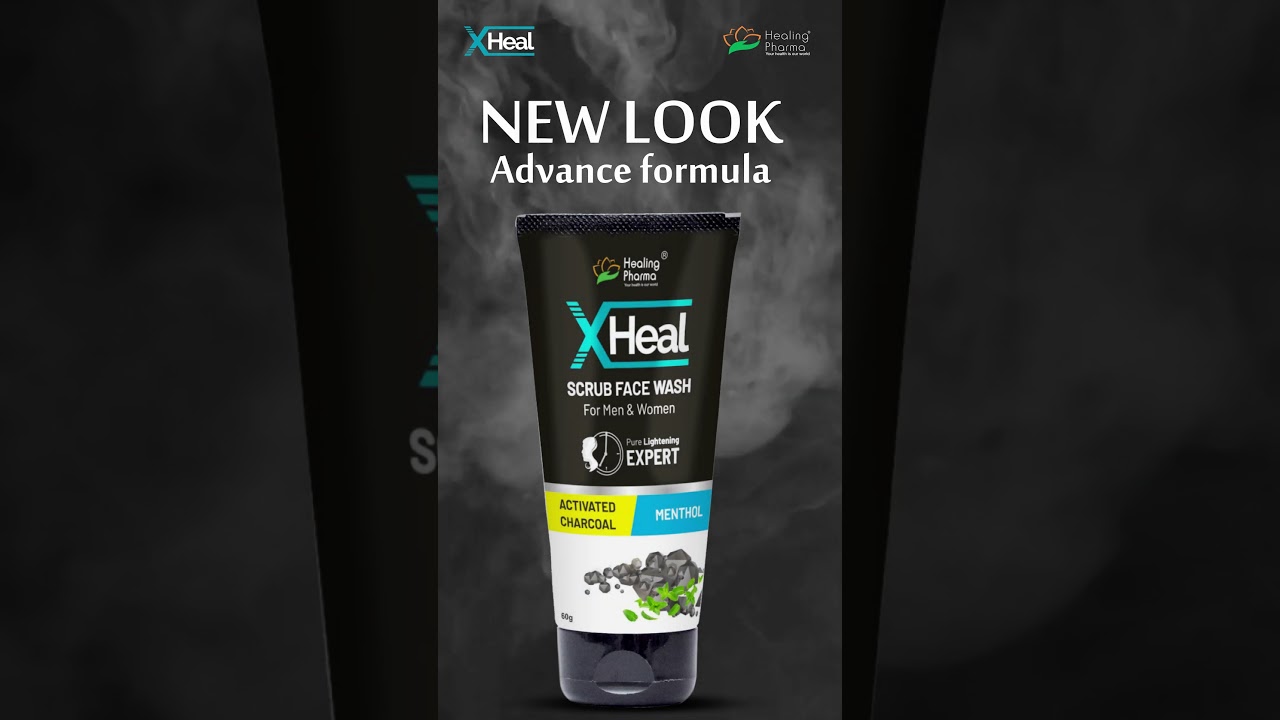 XHeal scrub face wash with activated CHARCOAL and MENTHOL.    
