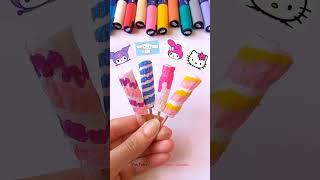How to make Sanrio craft at home | Miniature Ice cream/ DIY school project / paper crafts for school