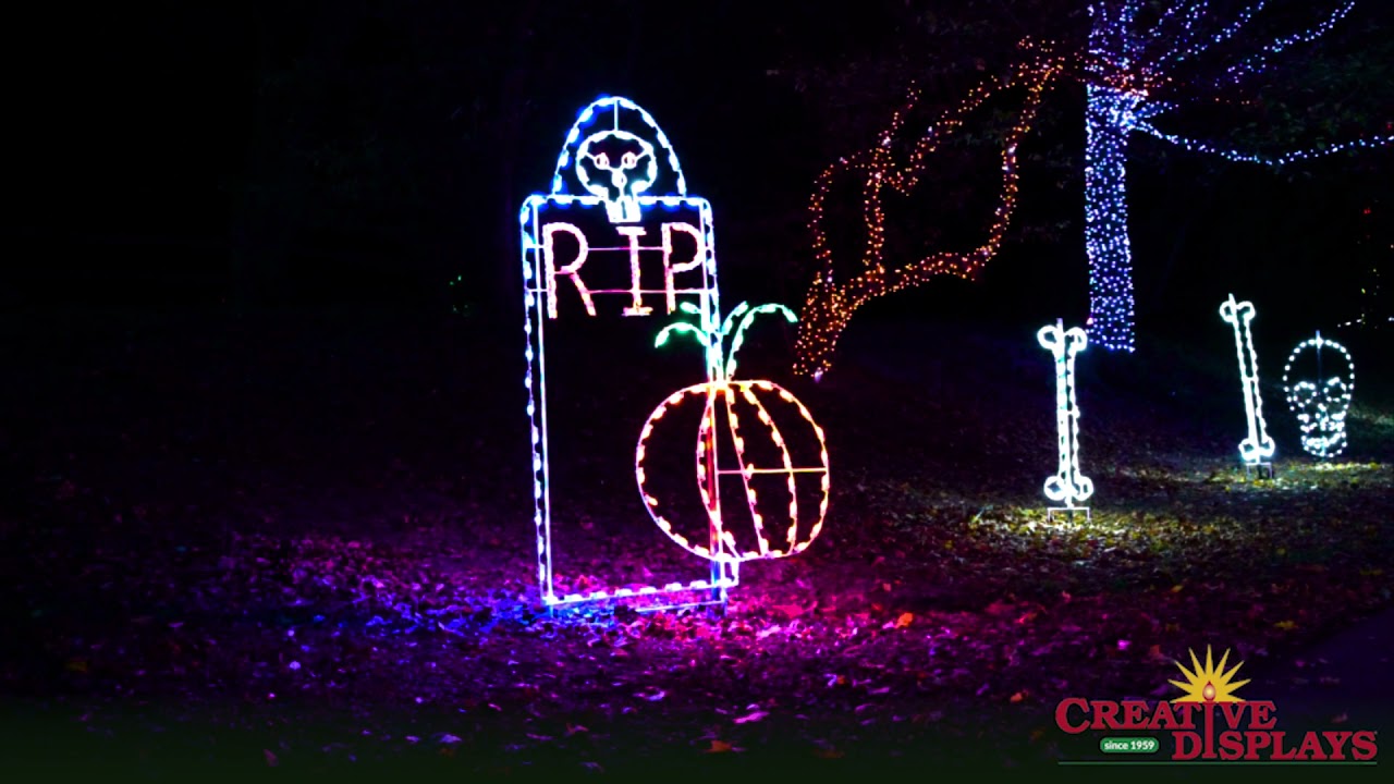 Creative Displays, Inc. Commercial Halloween Light Displays - RIP Tombstone w/ Pumpkin
