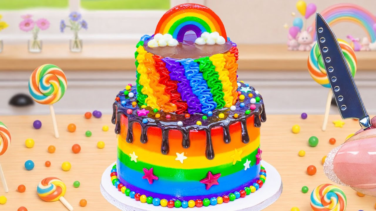 So Satisfying Rainbow Cake wit Chocolate Drip🍫 | 1000+ Satisfying Mini Cake Ideas