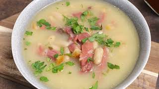 Deutsche Feiertagssuppe! Dicke und reichhaltige Suppe mit Speck! Leckere Suppe!