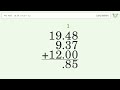 Long addition: Solve 19.48+9.37+12 step-by-step solution