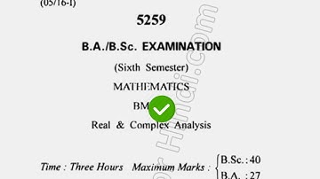 2016 Cdlu BSc 6th Sem Real & Complex Analysis Question Paper