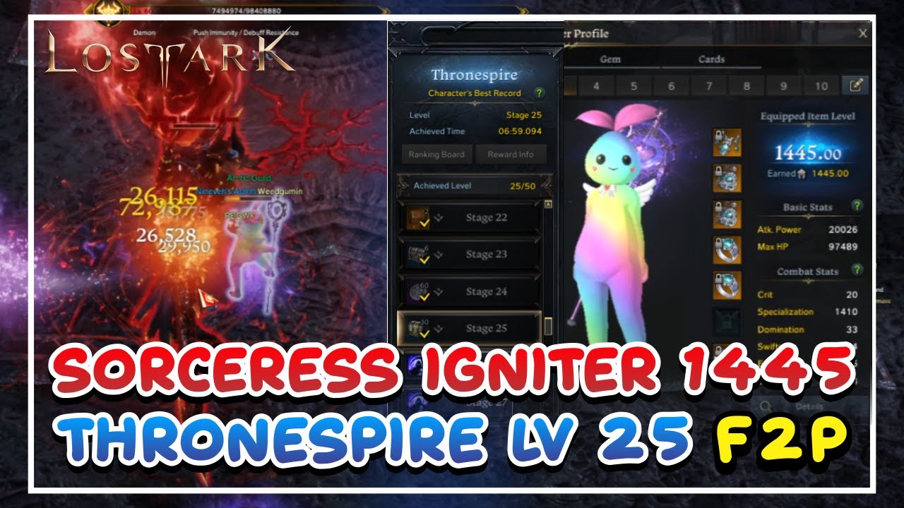 Lost Ark Thronespire Lv 25 Sorceress Igniter 1445 ILvl YouTube