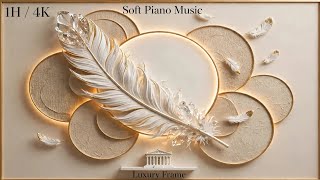 1H / 4K Luxury Frame TV Art - Soft Piano Music | Elegant White Feather & Gold Relaxing Music screenshot 3