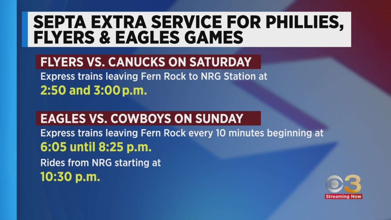 SEPTA to offer extra services for Phillies, Eagles, Flyers games this weekend