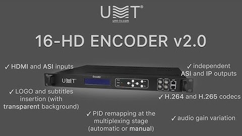 16 ch HD encoder v2.0 with ASI & IP inputs & outputs, logo & subtitles insertion (transparent BG)